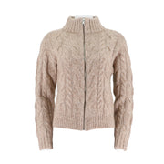 Mock-Neck Knitted Cardigan Coat