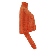 High Neck Knitted Yarn Pullover Sweater