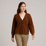 Single Breasted V-Neck Cardigan Sweater