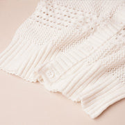 Mixed Stitch Short Sleeve Button Up Cardigan