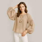 Drop Shoulder Puff Sleeve Shirt