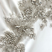 Whisper V-Neck Beaded Stretch Satin Wedding Dress
