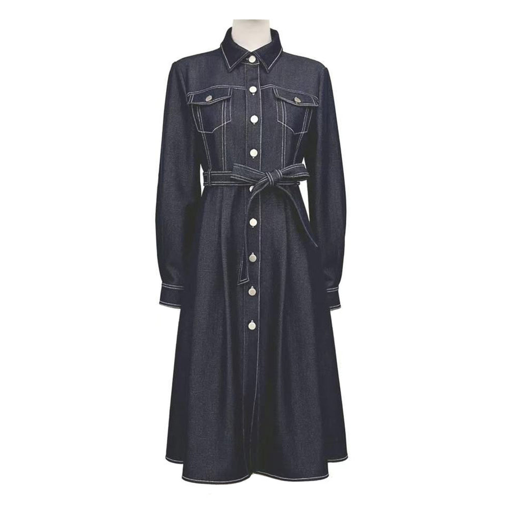 Color Woven Imitation Denim Dress