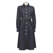 Color Woven Imitation Denim Dress