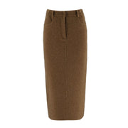 Wool Blend Tailored Midi Skirt