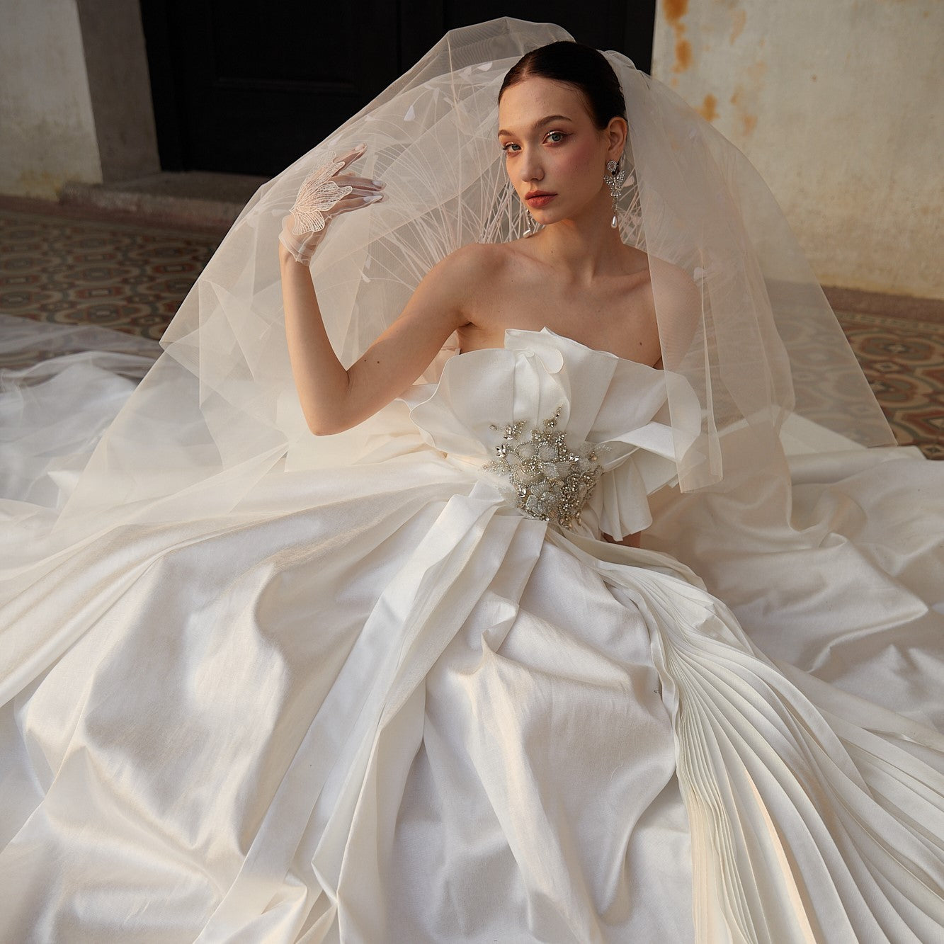 Supernova Long Satin Wedding Gown
