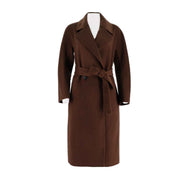 Womens Camel Silk Wool Long Coat