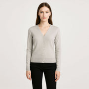 V-Neck Buttoned Knit Cardigan