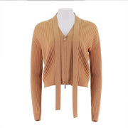 Long-Sleeve Fitted Knit Cardigan