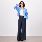 여성 와이드 레그 데님 진