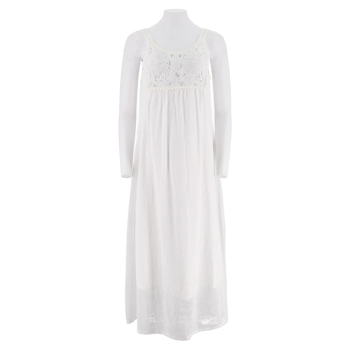 Lace Bodice Long Woven Dress