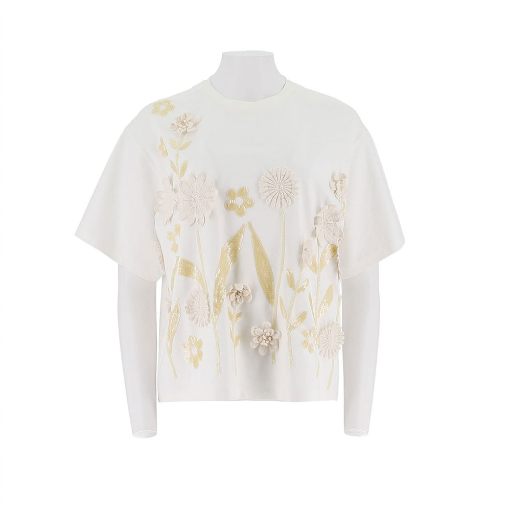 3D Embroidered Round Neck T-Shirt