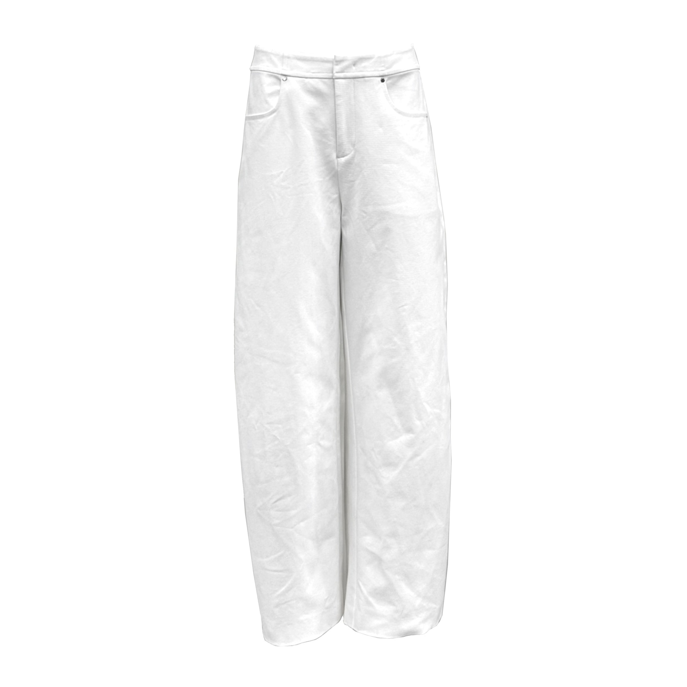 White Curved Knife Jeans