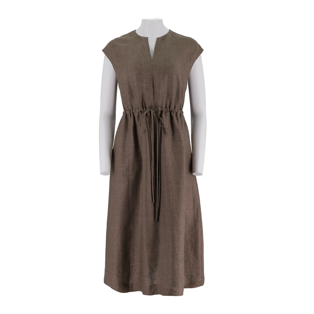 Notch Neck A-Line Linen Dress