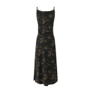 Ink Printed Swing Collar Suspender Dress
