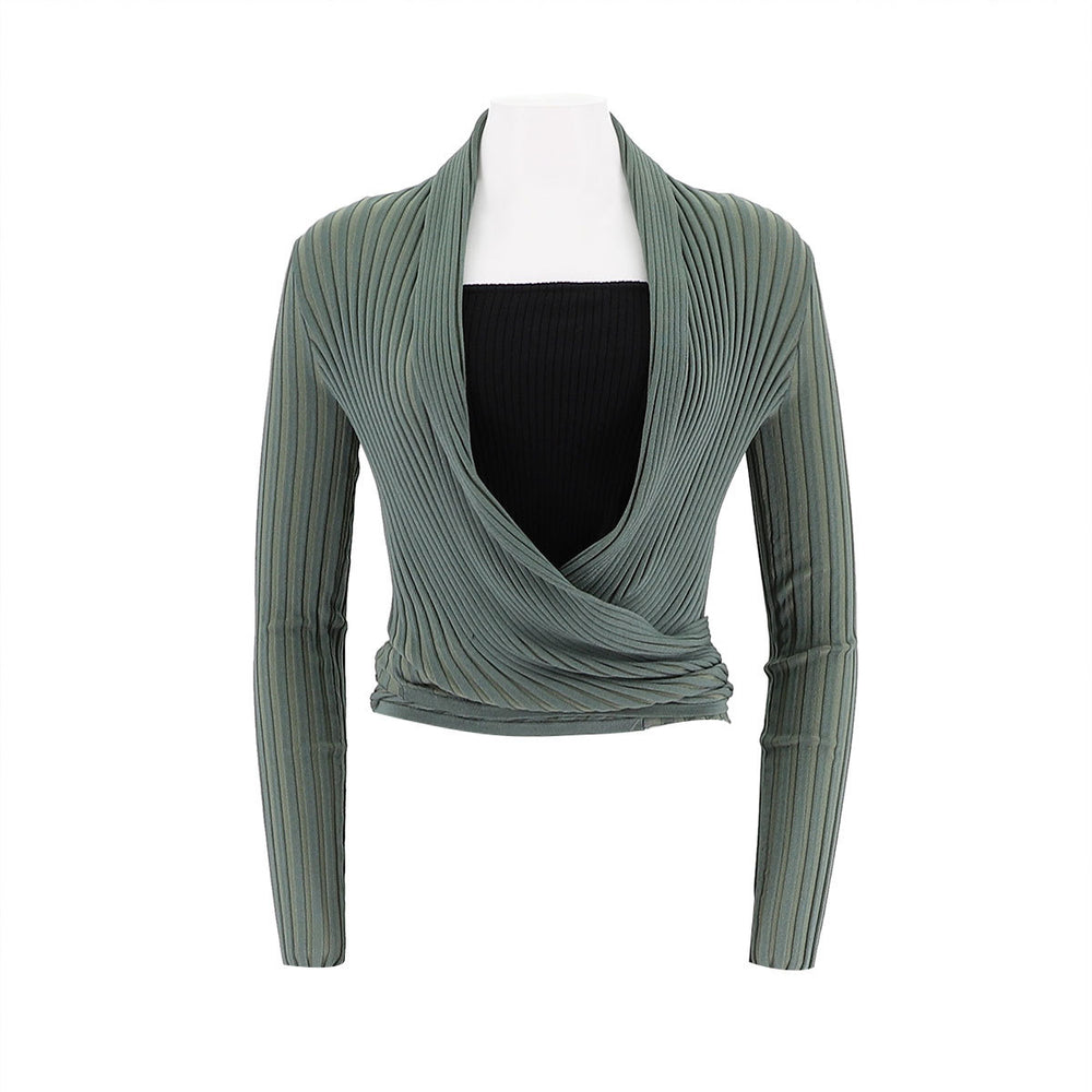 Cross Neck Slim Fit Pullover Knitted Sweater
