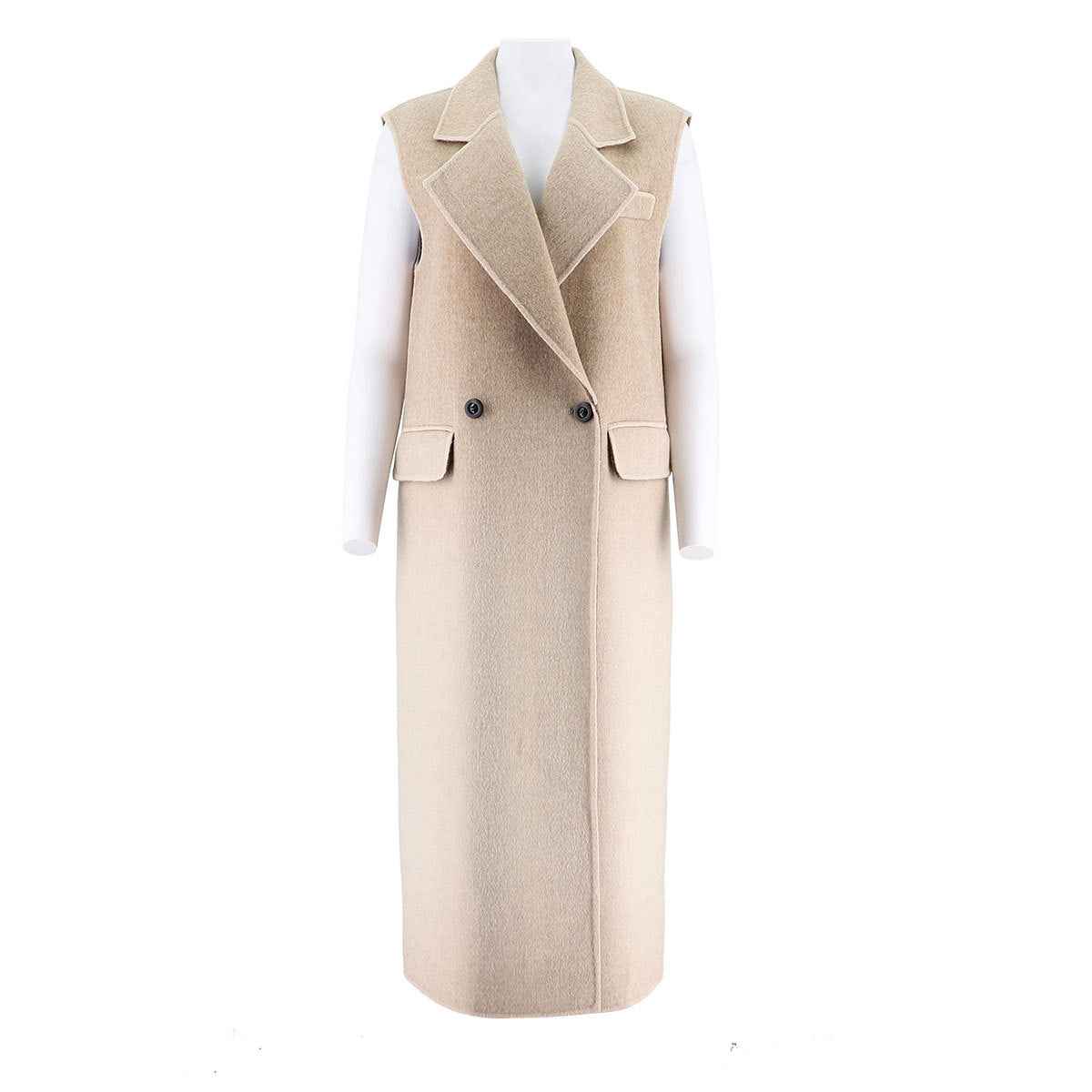 Long Woolen Lapel Vest Jacket
