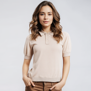 Collar Half Open Chest Short Sleeved Pullover