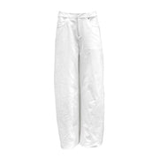 White Curved Knife Jeans