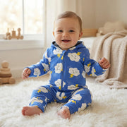 Baby Hooded Plush-Lined Long-Sleeve Jumpsuit