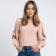 Womens Modal-Blend Ruffle Sleeve Raglan Top