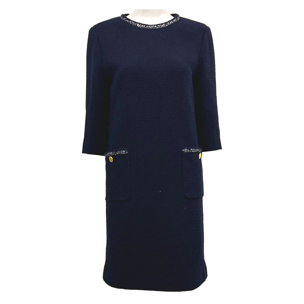 Ribbed Decorative Five Quarter Sleeve Dress