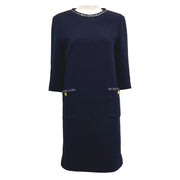 Ribbed Decorative Five Quarter Sleeve Dress