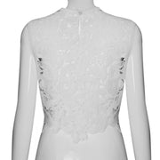 Embroidered Lace Cropped Sleeveless Top