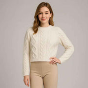 Mixed Color Yarn Knitted Pullover Sweater