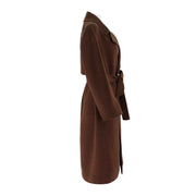 Womens Camel Silk Wool Long Coat
