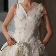 Selene Wide Leg Wedding Jumpsuit With Pleated Shawl
