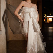 Elara Ethereal Layered Strapless Wedding Dress