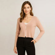 Cropped Combed Cotton Cardigan