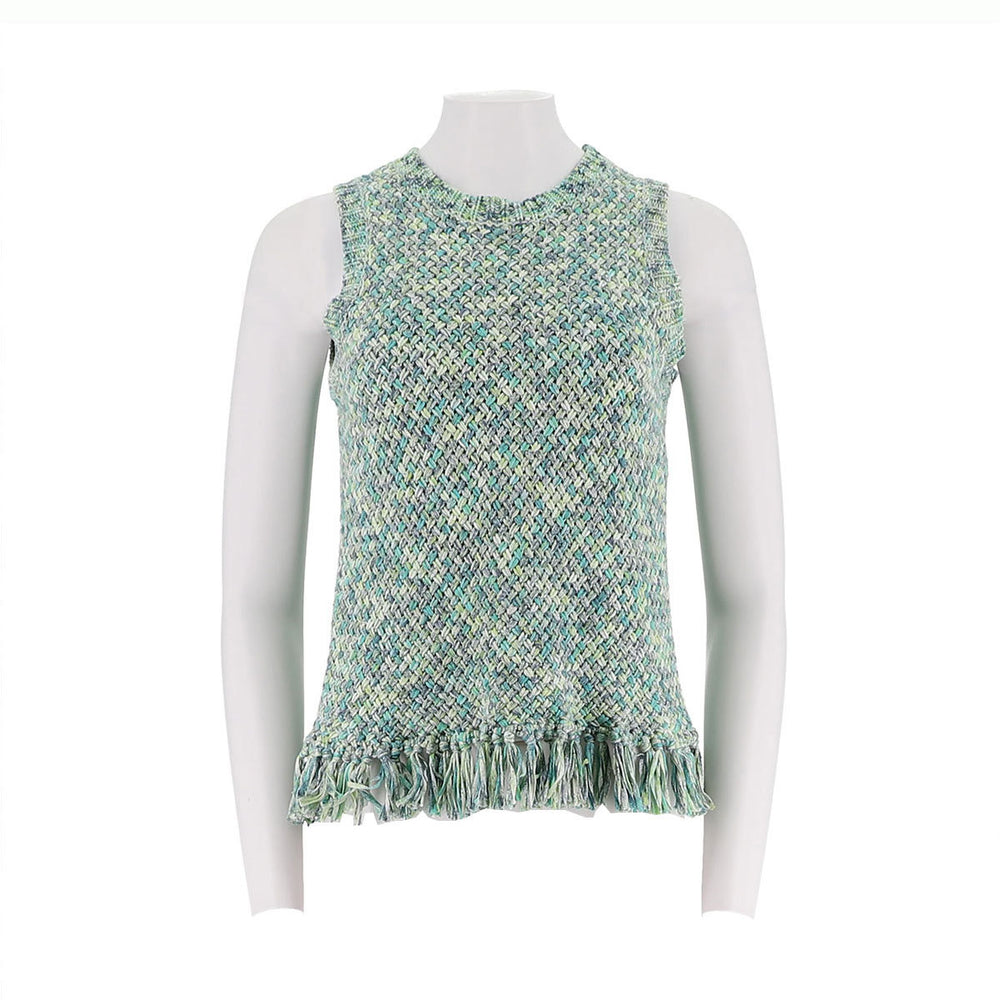 Round Neck Camisole With Shoulder Sleeves And Tassel Vest