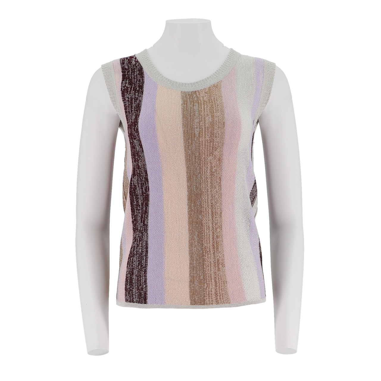 U-Neck Mixed Yarn Striped Tank