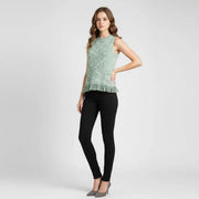 Round Neck Camisole With Shoulder Sleeves And Tassel Vest