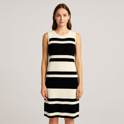 Round-Neck Striped Sleeveless Dress