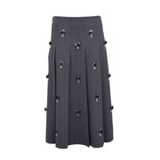 Flower Studded Pearl Pleated Skirt