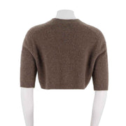 Womens Cashmere Cropped Short Sleeve Sweater