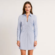 Gathered Poplin Shirt Dress
