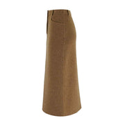 Wool Blend Tailored Midi Skirt