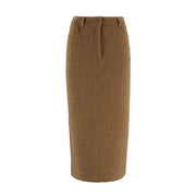 Wool Blend Tailored Midi Skirt