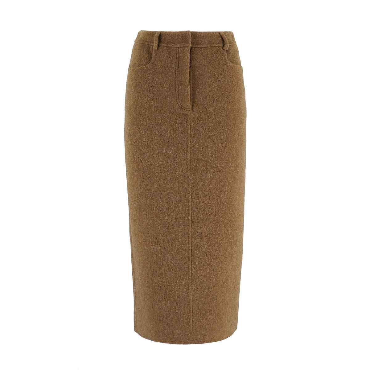 Wool Blend Tailored Midi Skirt