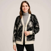 Alpaca Merino Wool Button Up Jacquard Cardigan