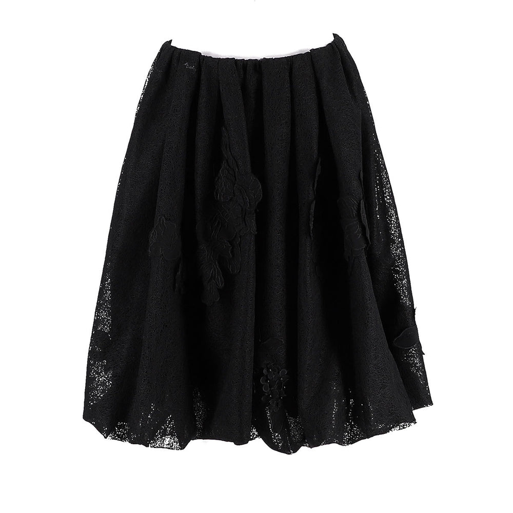 Lace A-Line Skirt With Floral Embroidery