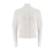 Mixed Stitch Short Sleeve Button Up Cardigan
